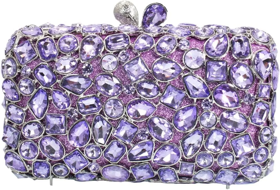 RomanticDesign Glitter Rhinestone Evening Clutch for Women Bling Glass Crystal Bridal Purse Cocktail Prom Party Handbag