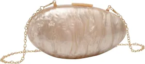 RomanticDesign Women Acrylic Evening Clutch Purse Glitter Oval Marble Handbag Crossbody Bag for Wedding Party Cocktail
