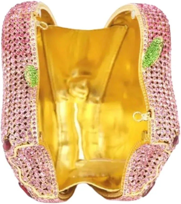 RomanticDesign Women Cute Apple Shape Evening Clutch Glitter Rhinestone Diamond Handbag Party Prom Banquet Purse