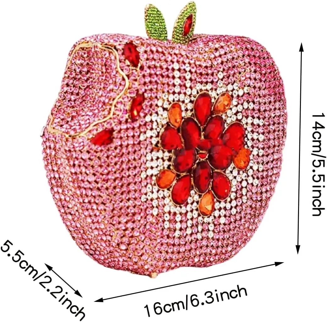 RomanticDesign Women Cute Apple Shape Evening Clutch Glitter Rhinestone Diamond Handbag Party Prom Banquet Purse