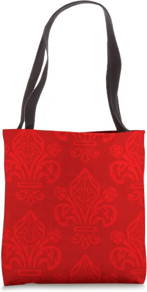 Royal Red Floral Fleur de Lys Tote Bag