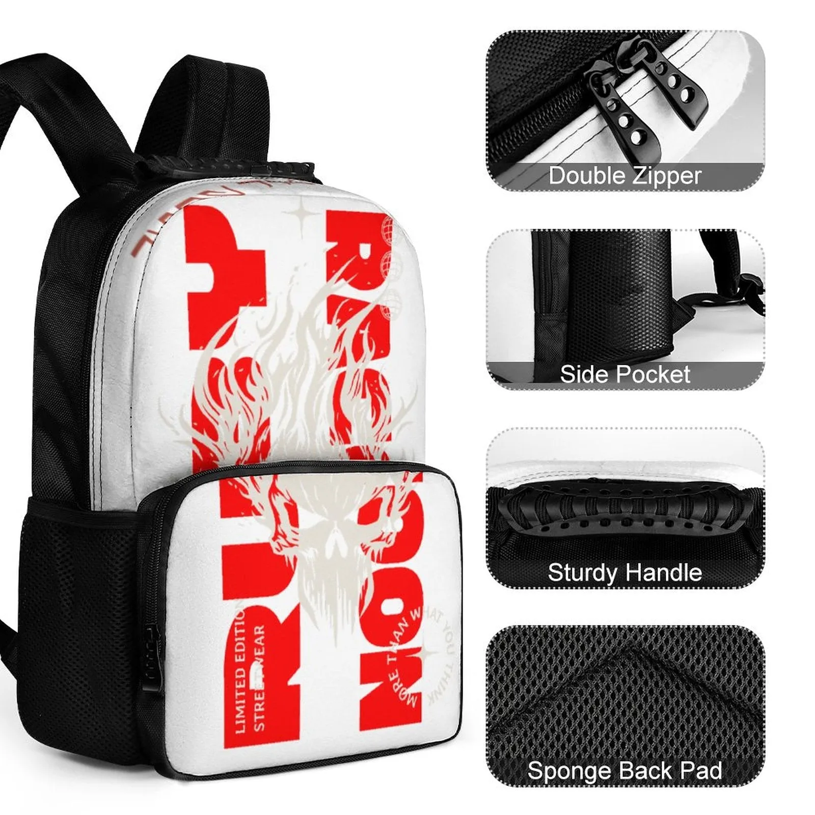 Ruby Raccoon - Red Dragon - 16 inch Shoulder Backpack & Schoolbag