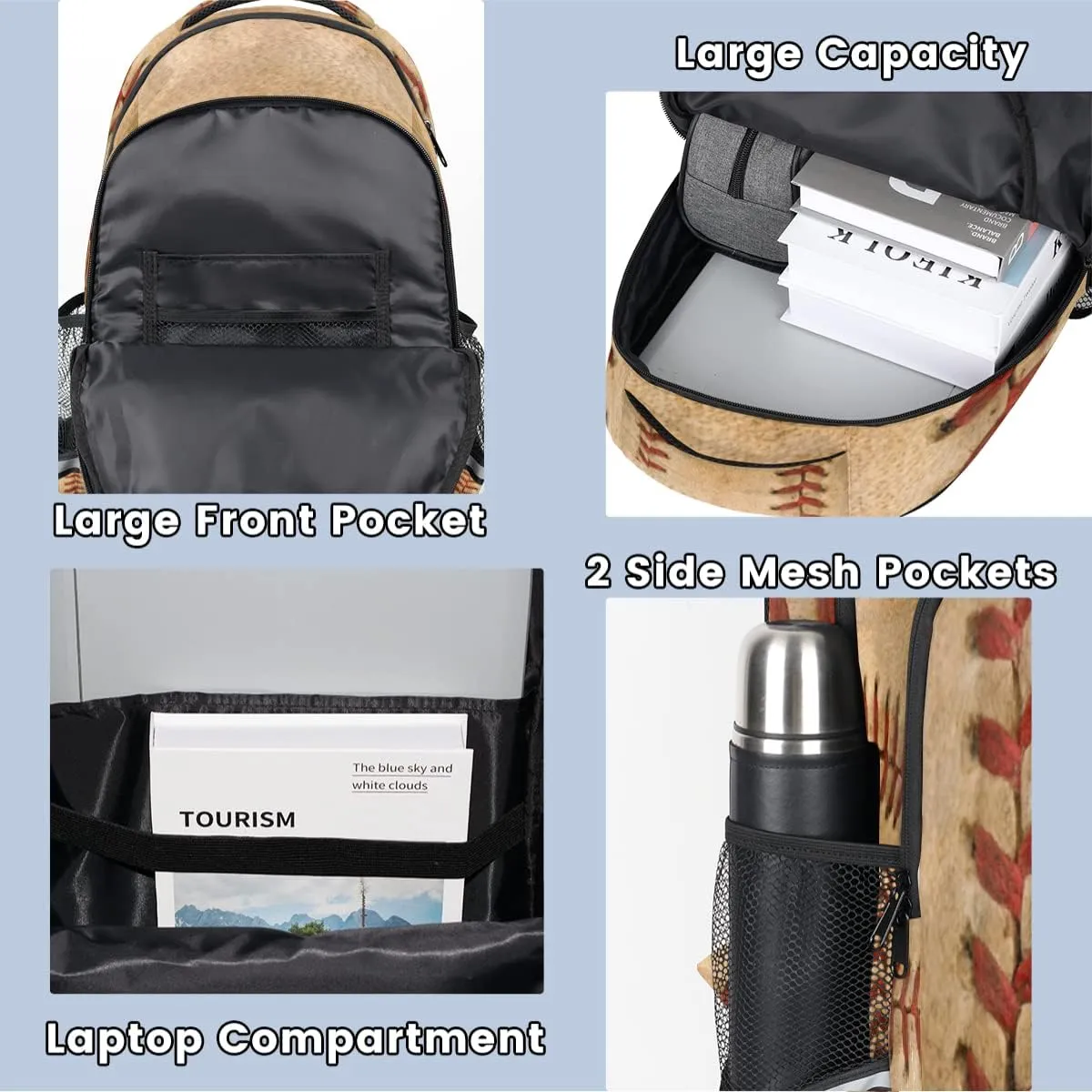Rugby Ball School Backpack for Boys Girls Teens Football College Students Backpack Laptop Backpack Travel Backpacks Bookbag Daypack