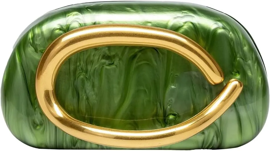 Rungion Elegant Womens Acrylic Evening Clutch Glitter Marble Purse Handbag Crossbody Shoulder Bag for Wedding Party