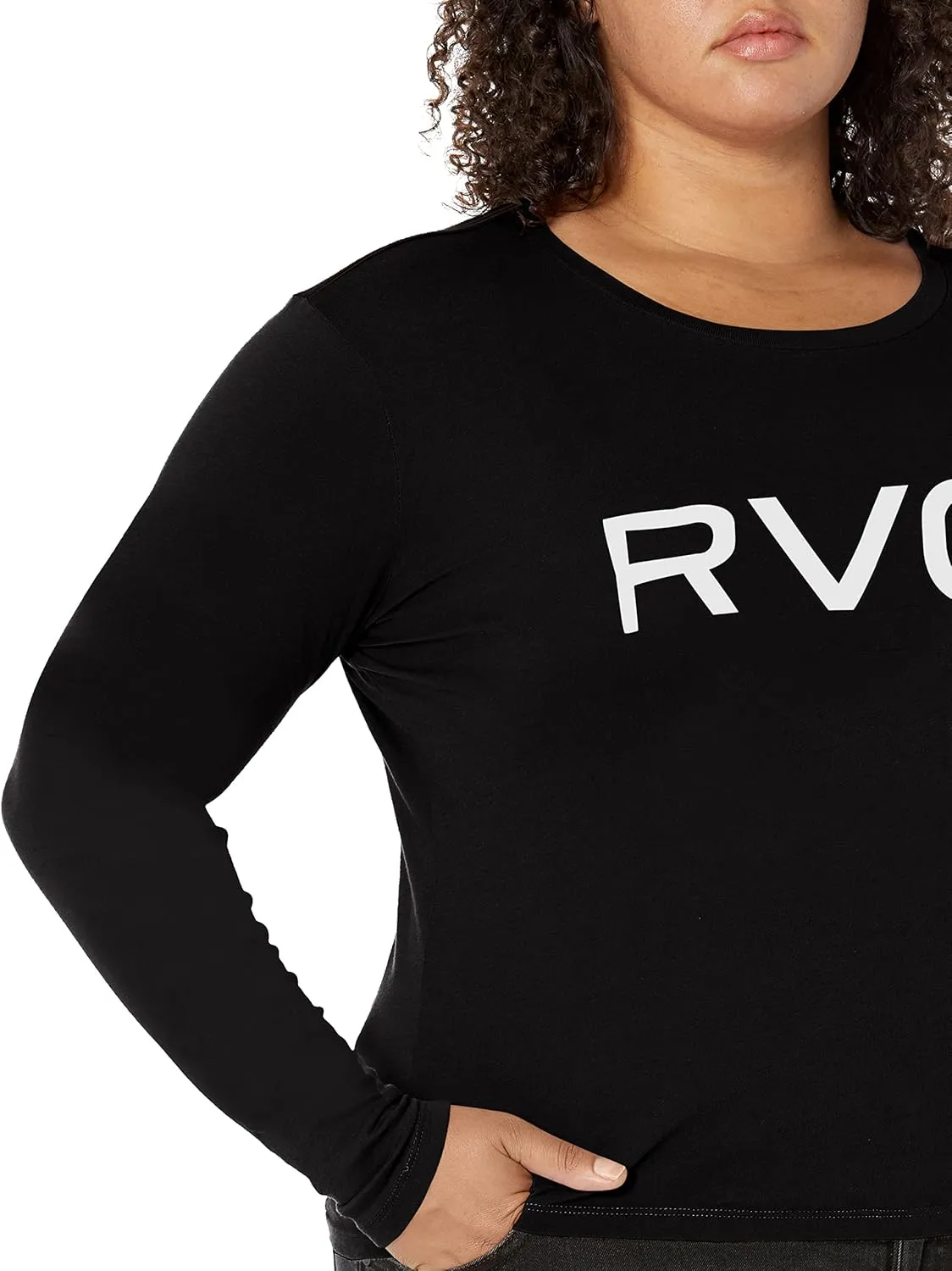 RVCA Women's Red Stitch Long Sleeve Graphic Tee Shirt