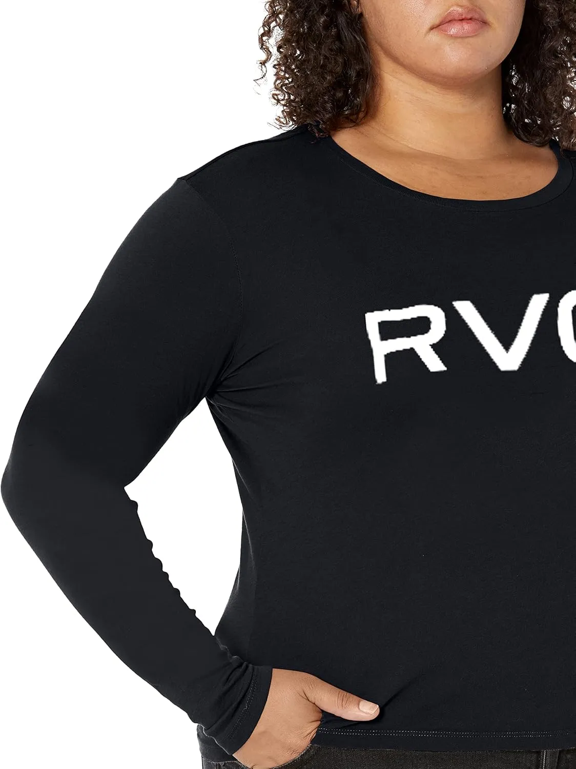 RVCA Women's Red Stitch Long Sleeve Graphic Tee Shirt