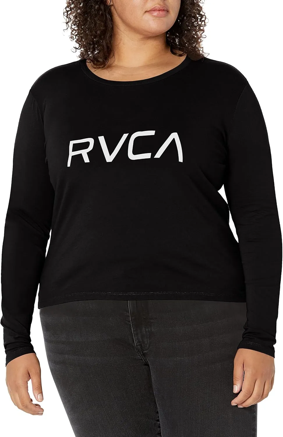 RVCA Women's Red Stitch Long Sleeve Graphic Tee Shirt