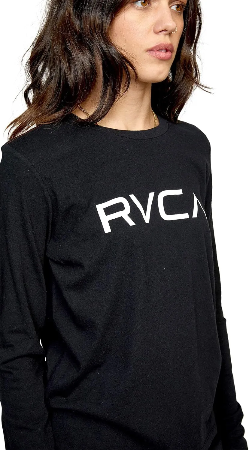 RVCA Women's Red Stitch Long Sleeve Graphic Tee Shirt