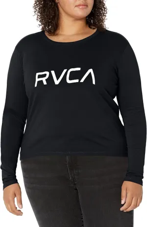 RVCA Women's Red Stitch Long Sleeve Graphic Tee Shirt