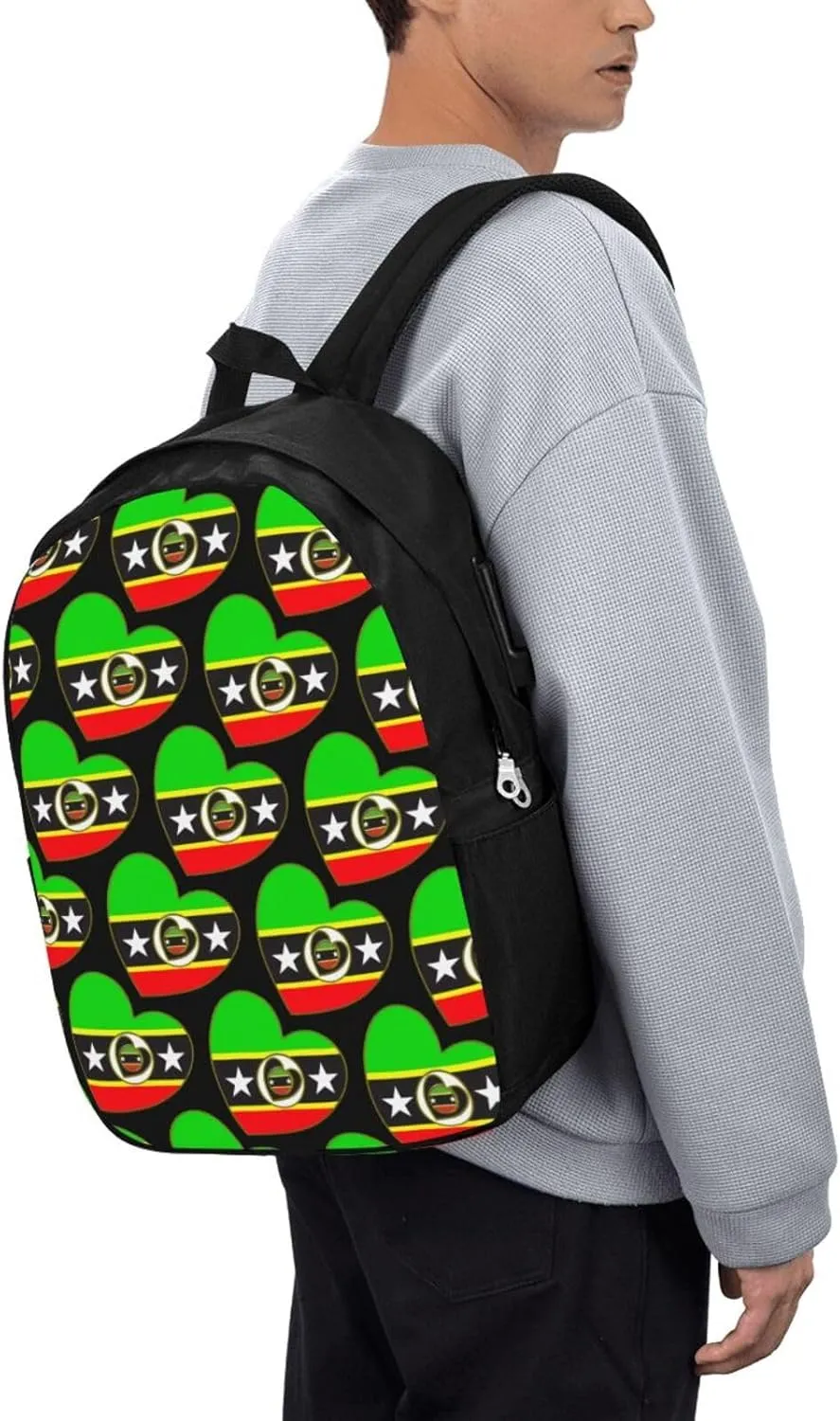 Saint Kitts Nevis Flag Laptop Backpacks Travel Backpack Casual Business Daypack Sport Rucksack Computer Bag Fits up to 17 Inch Notebook with USB Port