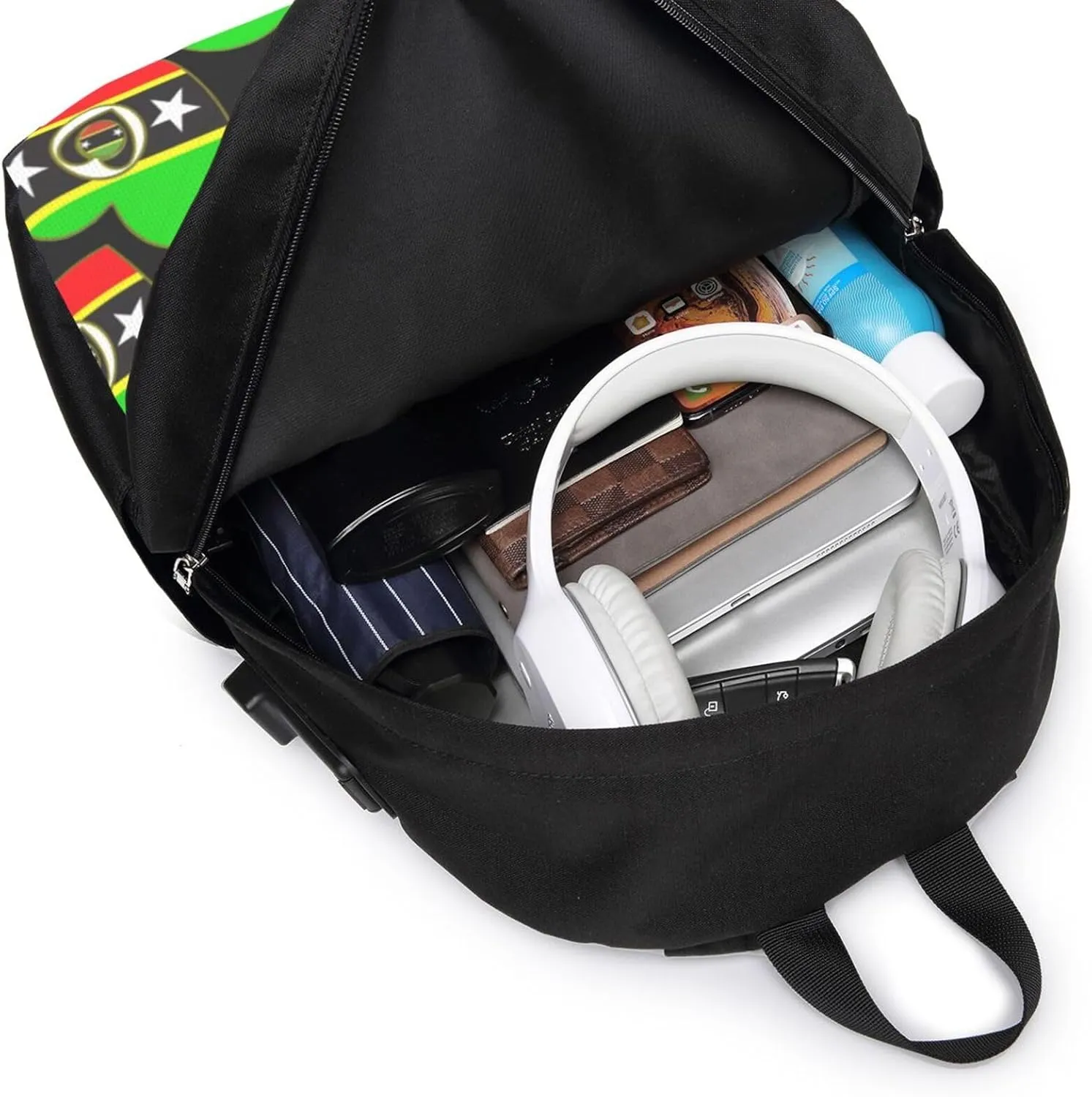 Saint Kitts Nevis Flag Laptop Backpacks Travel Backpack Casual Business Daypack Sport Rucksack Computer Bag Fits up to 17 Inch Notebook with USB Port