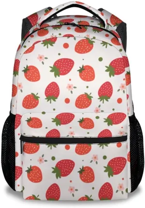 School Backpack for Girls - 17 Inch Large Capacity Aesthetic Kid Backpack - Pink Durable Strawberry Bookbag for School, Travel and Camp