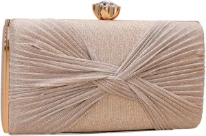 Sequin Clutch Bag Pleated Evening Bag for Women Bridal Wedding Purse Sparkly Rhinestone Handbag Crystal Shoulder Bag