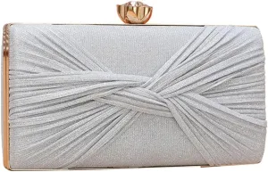 Sequin Clutch Bag Pleated Evening Bag for Women Bridal Wedding Purse Sparkly Rhinestone Handbag Crystal Shoulder Bag