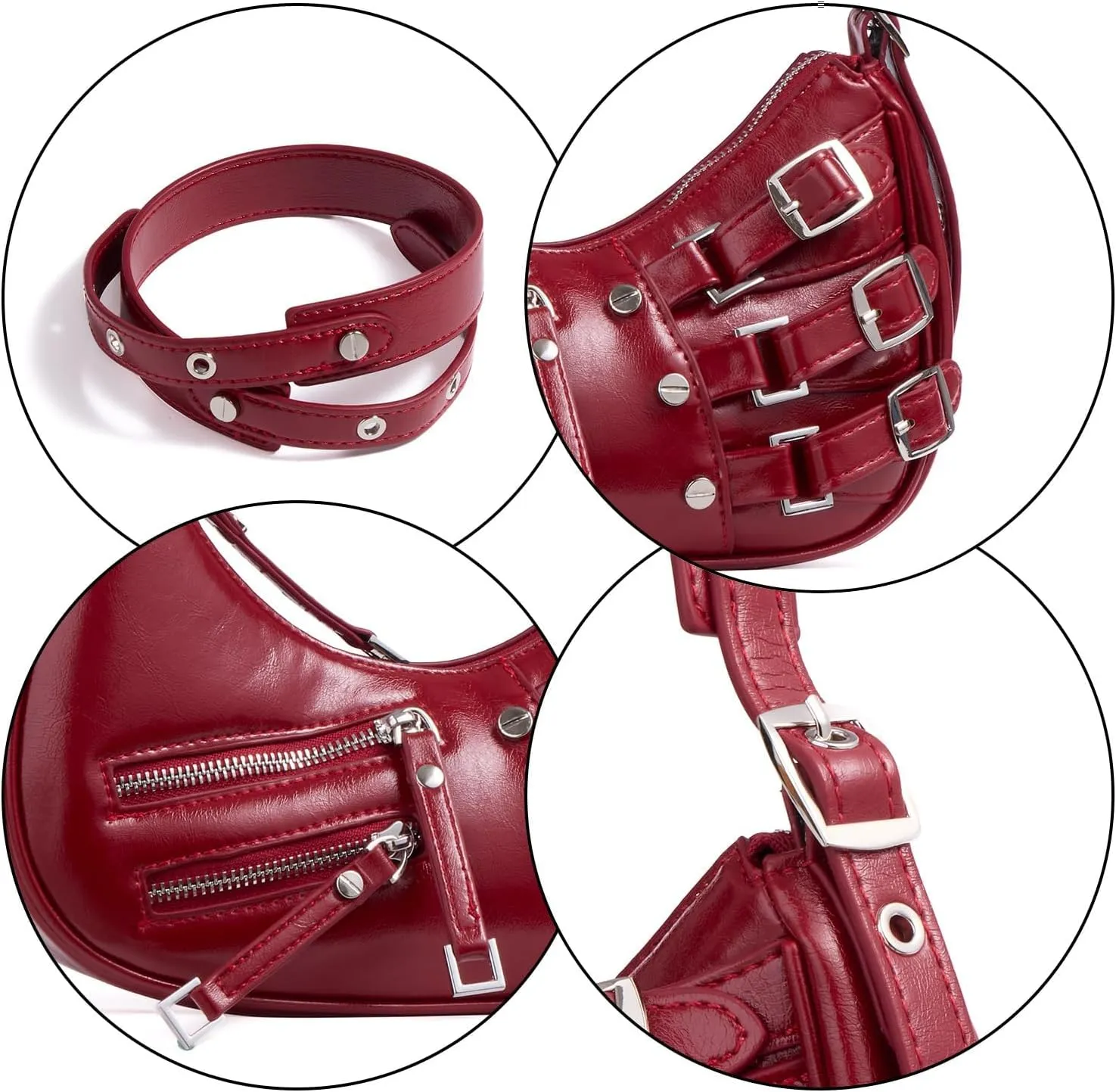 Shoulder Purse for Women, Leather Women's Handbag Y2k Aesthetic Coquette Shoulder Bag Hobo Punk Trendy Ladies Purse