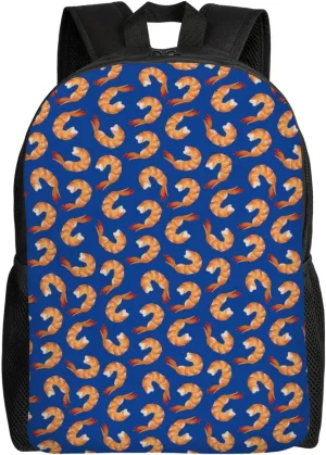 Shrimp Pattern Sea Food Backpack for Women Men Worker Teacher Business Travel Backpacks Shoulders Bag Daypack Bookbag with Mesh Pockets