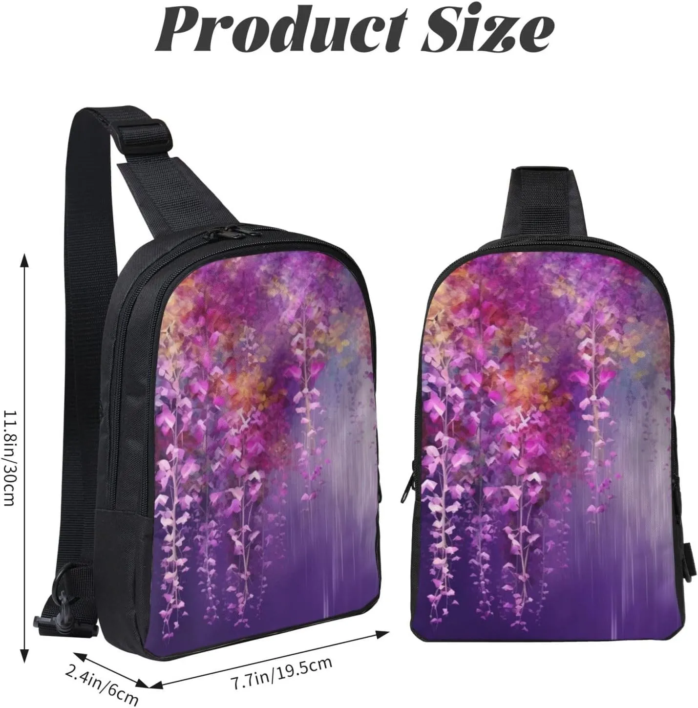 Sling Backpack Crossbody Sling Bag for Men Women Cross Chest Bag Abstract Purple Weeping Flower Shoulder Bag Travel Hiking Daypack