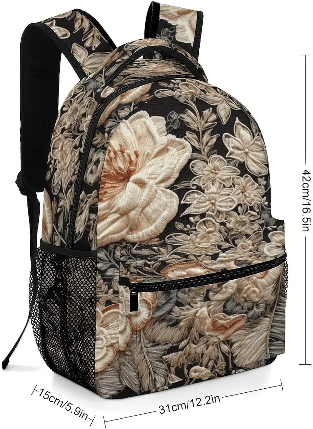 Small Backpacks Personalized Lace Embroidery Floral Printing Travel Bag Lightweight Travel Backpack For Women Men