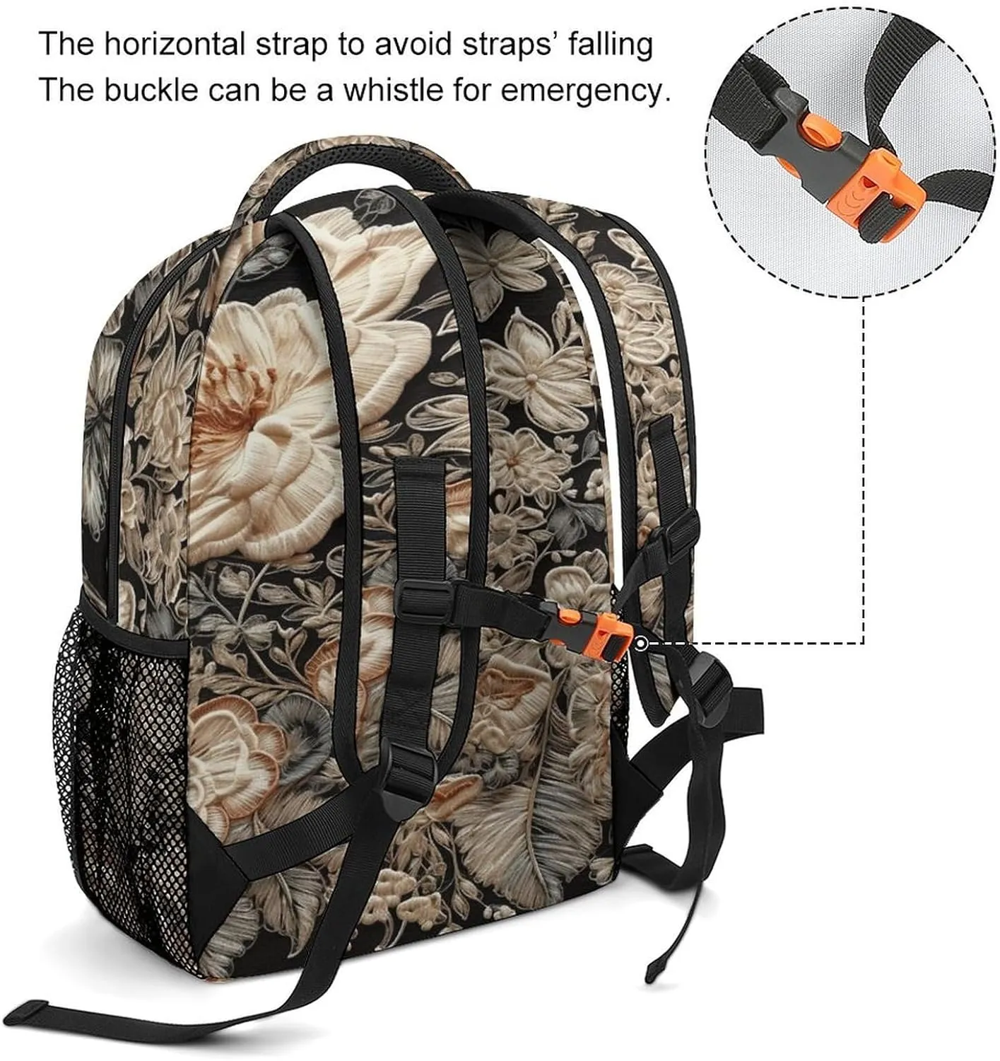 Small Backpacks Personalized Lace Embroidery Floral Printing Travel Bag Lightweight Travel Backpack For Women Men