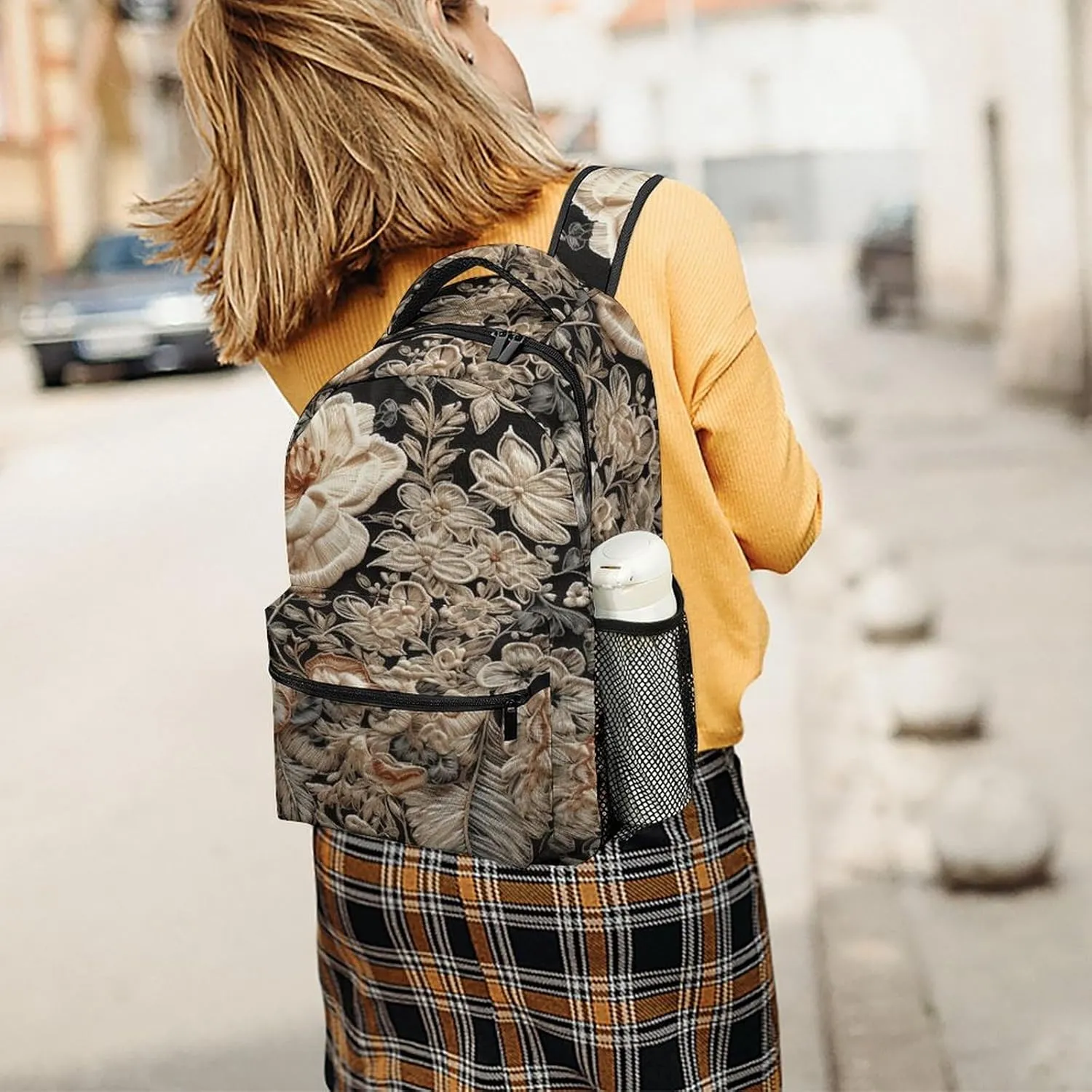 Small Backpacks Personalized Lace Embroidery Floral Printing Travel Bag Lightweight Travel Backpack For Women Men