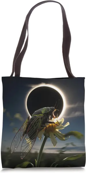 Solar Eclips Cicada Eating Flower Nectar Memory April Floral Tote Bag