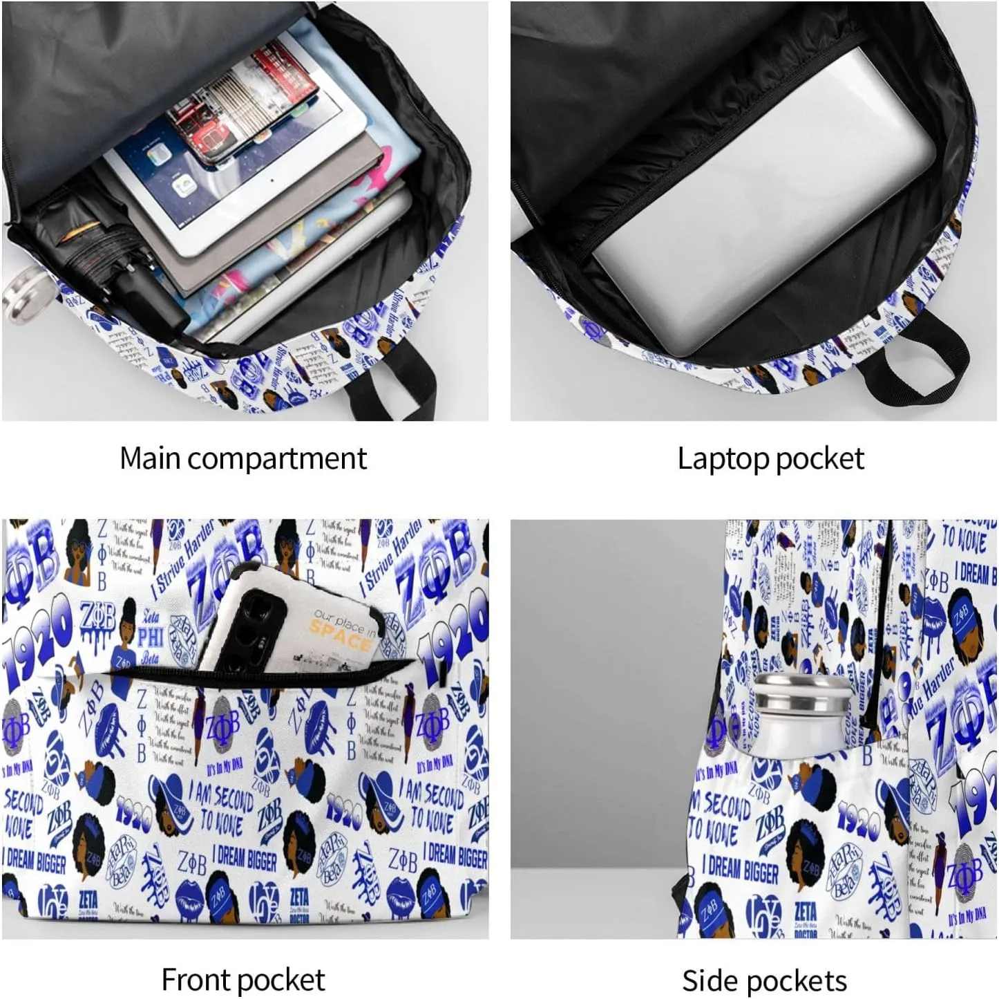 Sorority Zeta Backpack 17 ", Features Your Sorority'S Logo And Quotes For A Personalized Touch. This Unique And Customized Backpack Is Perfect For Jogging And Hiking