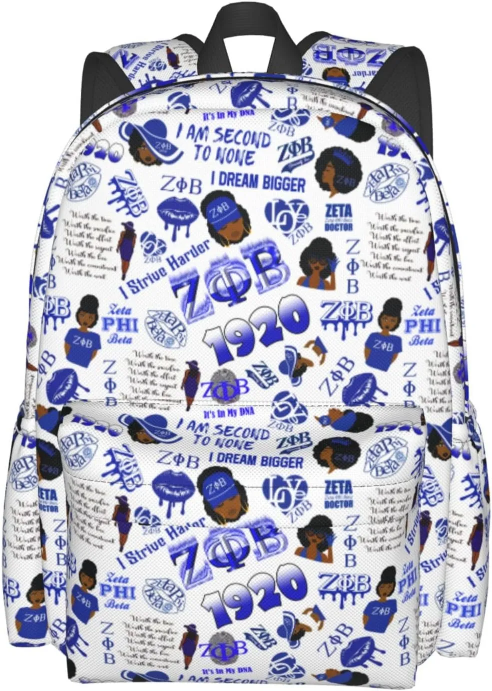 Sorority Zeta Backpack 17 ", Features Your Sorority'S Logo And Quotes For A Personalized Touch. This Unique And Customized Backpack Is Perfect For Jogging And Hiking