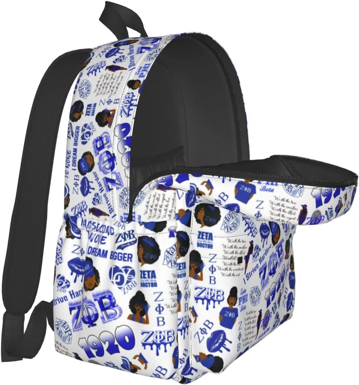 Sorority Zeta Backpack 17 ", Features Your Sorority'S Logo And Quotes For A Personalized Touch. This Unique And Customized Backpack Is Perfect For Jogging And Hiking