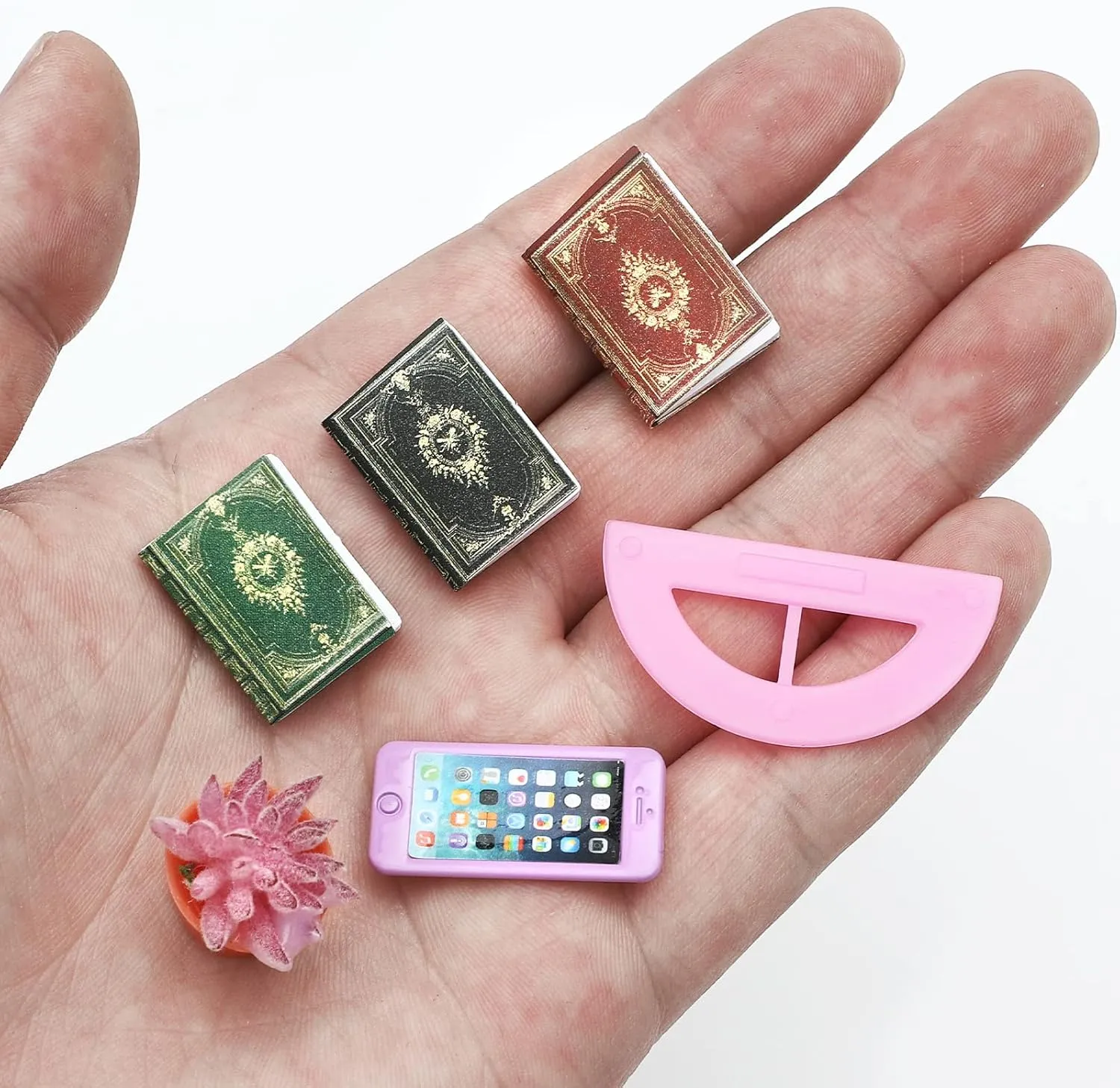 SOTOGO 50 Pieces Doll House School Supplies Mini School Accessories Dollhouse Toy Home Miniature Model DIY Doll Accessories