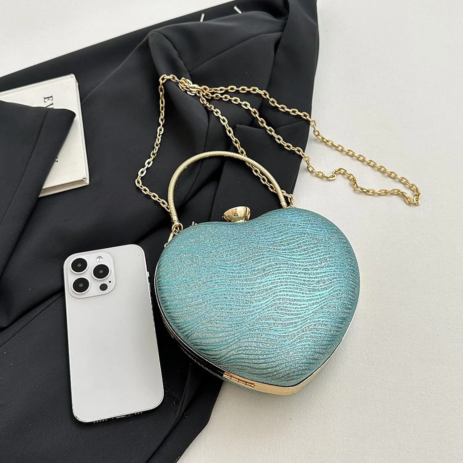 Sparkly Clutch Purses for Women Formal Clutch, Heart Shape Evening Bag, Purse Handbag for Wedding Cocktail Party