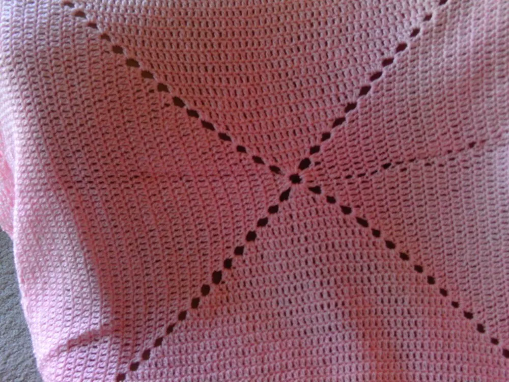 sparkly pink baby blanket with matching sweater hand made crochet gift Christmas Christening hospital homecoming come home best seller