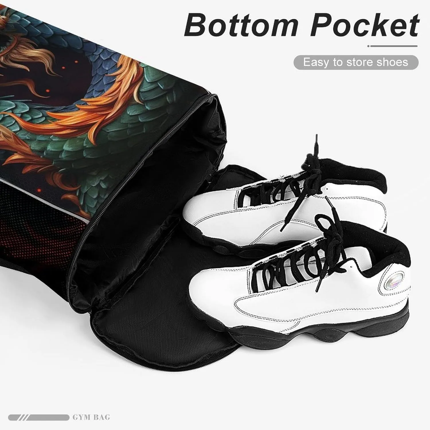 Sports Drawstring Backpack Lightweight Small Gym Bag Chinese Dragon Gym Sackpack for Women Men