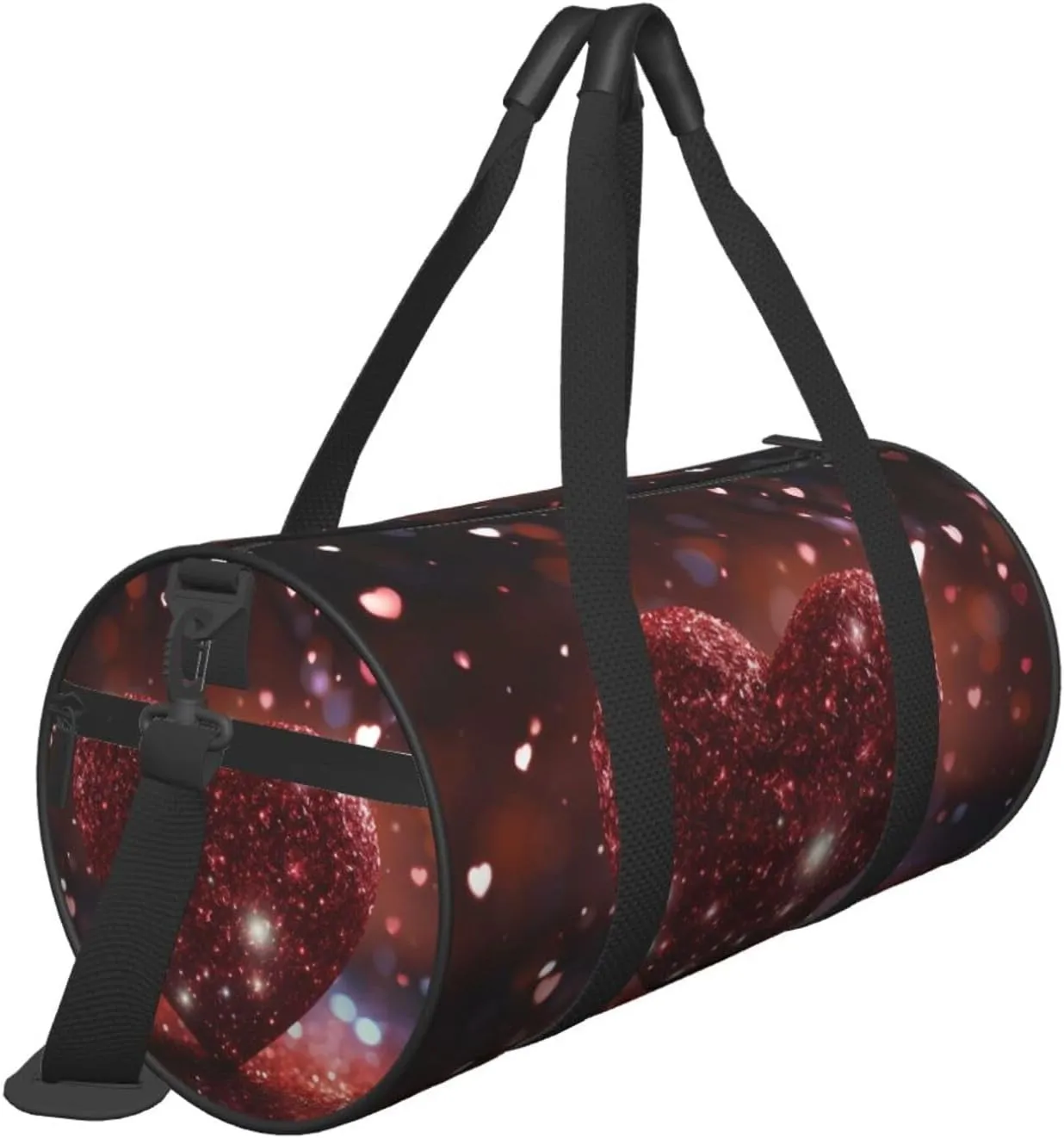 Sports Gym Bag for Women Men Travel Duffel Bag Tote Weekender Bag Carry on Overnight Bag for Travel Swimming Fitness Workout Sports Red Glitter Heart Duffle Bag