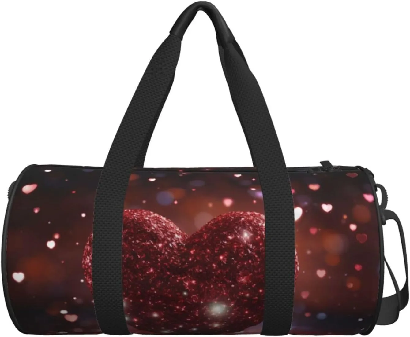Sports Gym Bag for Women Men Travel Duffel Bag Tote Weekender Bag Carry on Overnight Bag for Travel Swimming Fitness Workout Sports Red Glitter Heart Duffle Bag