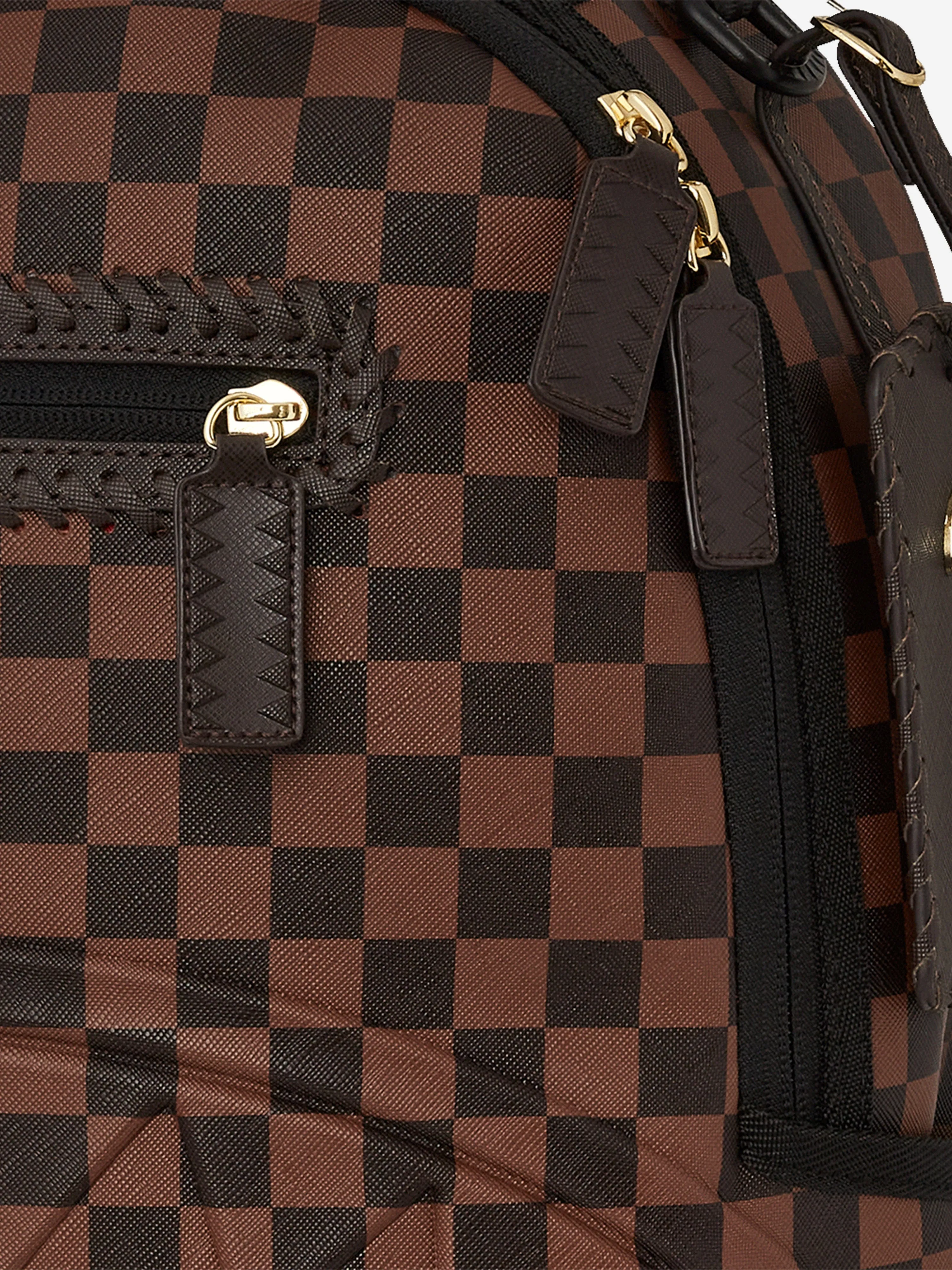 Sprayground Kids Core Embossed Check DLXSV Backpack in Brown (45.72 cm)