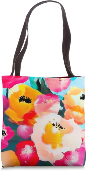 Spring Flowers Loosely Painted Abstract Watercolor Floral Tote Bag