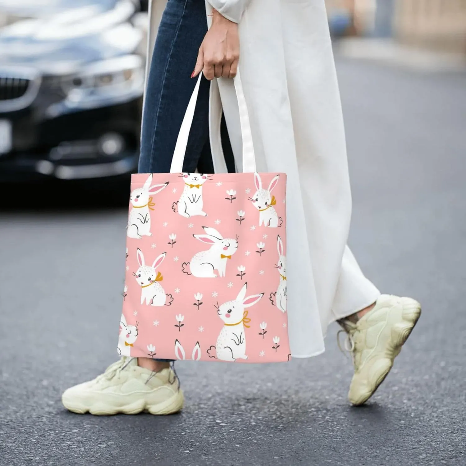 SSIMOO Dog Floral Fashion Canvas Tote Bag-Personalized Handbag,Multifunctional Bag,Elegant And Minimalist