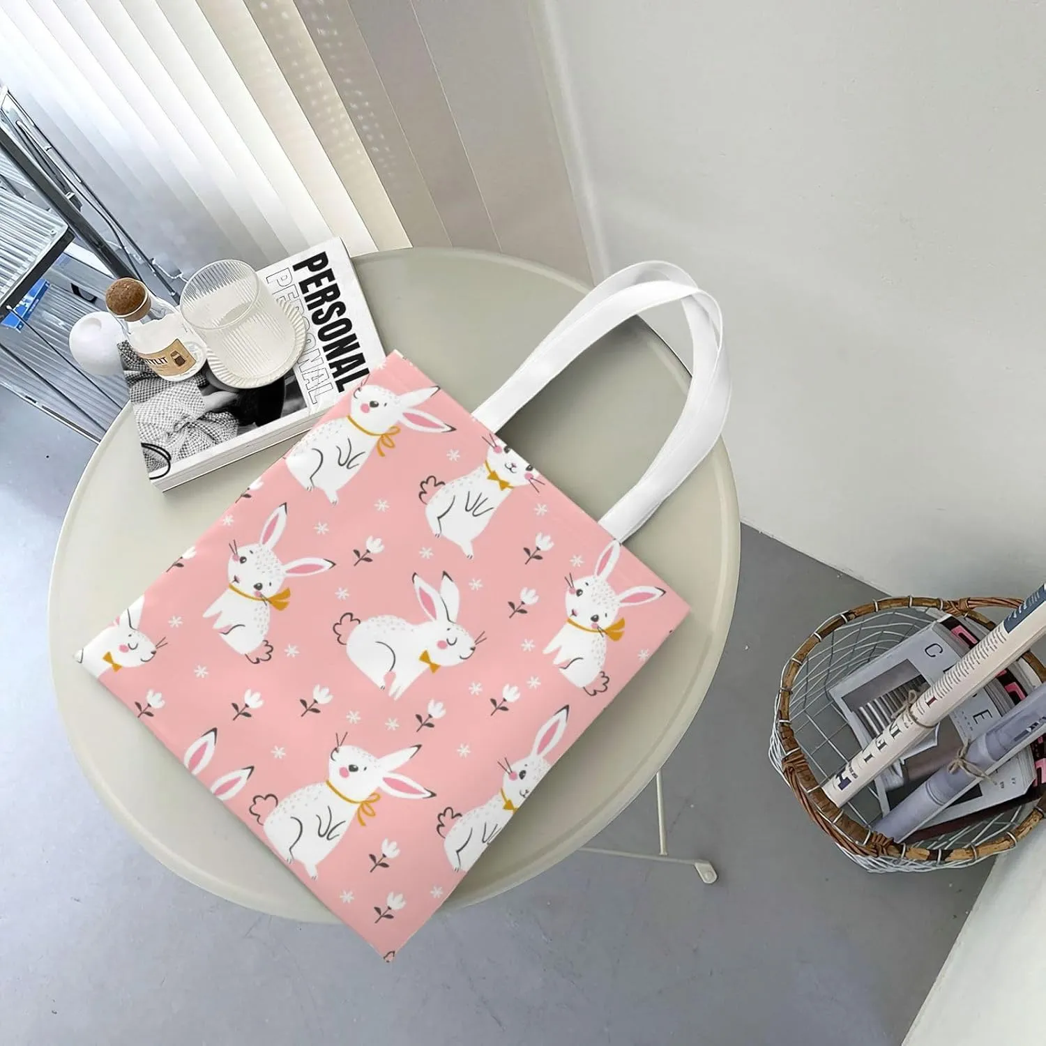 SSIMOO Dog Floral Fashion Canvas Tote Bag-Personalized Handbag,Multifunctional Bag,Elegant And Minimalist