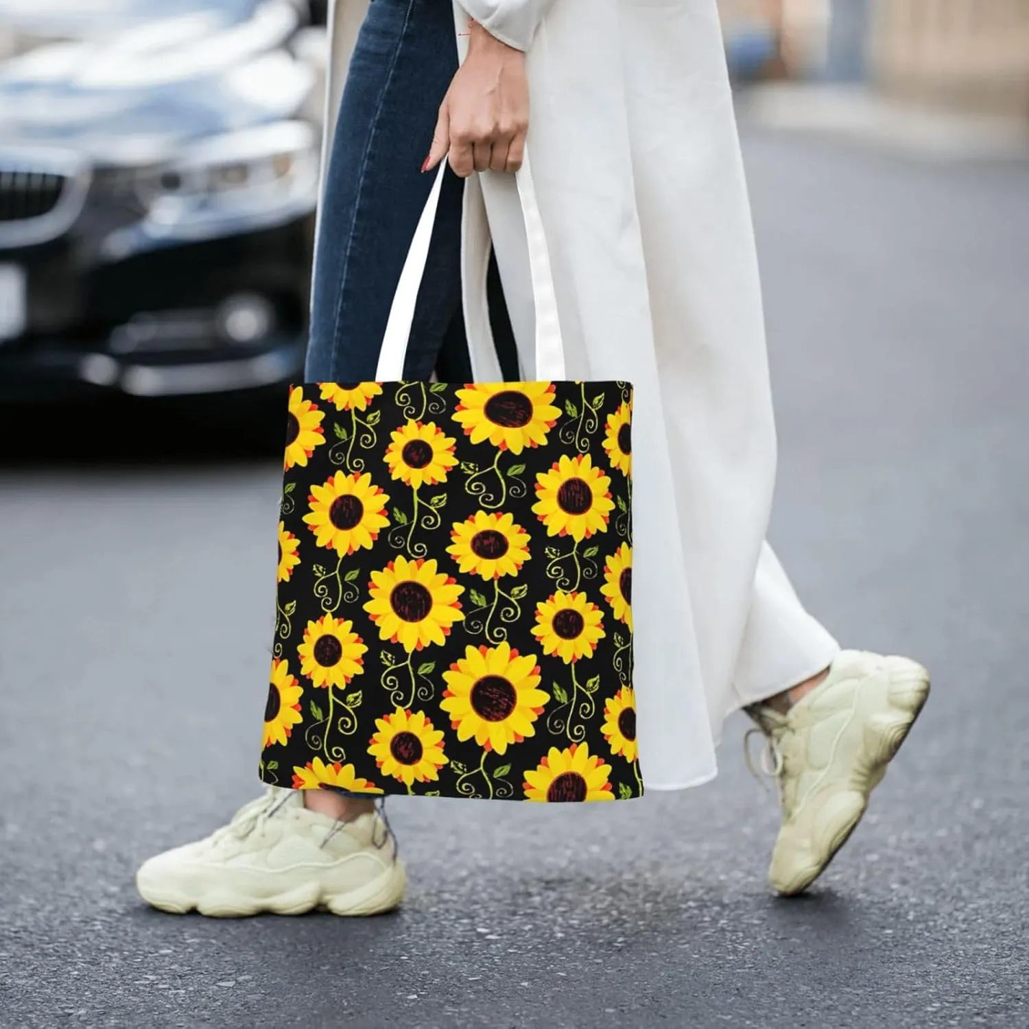 SSIMOO Dog Floral Fashion Canvas Tote Bag-Personalized Handbag,Multifunctional Bag,Elegant And Minimalist