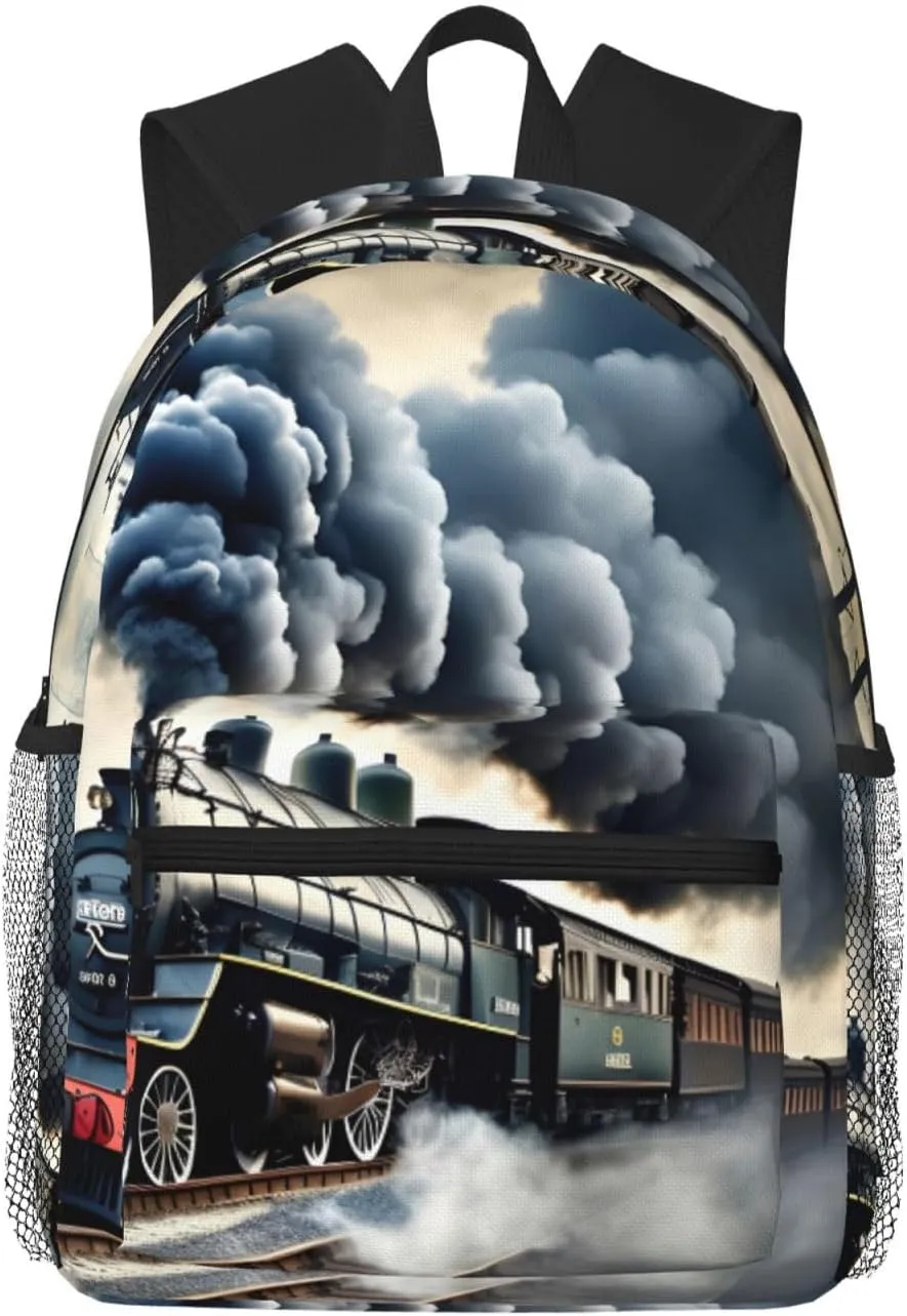 Steam Train Clouds print Lightweight and comfortable backpack Casual Laptop Backpack for Travel Hiking