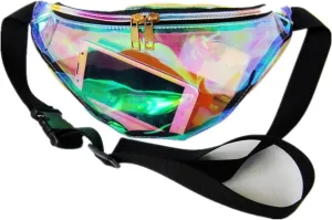 Stylish Women Iridescent Hologram Fanny Pack Shiny Metallic Waist Bag Punk For Men Women Outdoor Sports (Clear Laser)