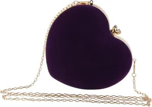 SUKUTU Womens Heart Shape Evening Bag Purse Velvet Party Tote Mini Handbag Clutch Chain Clear Shoulder Bag