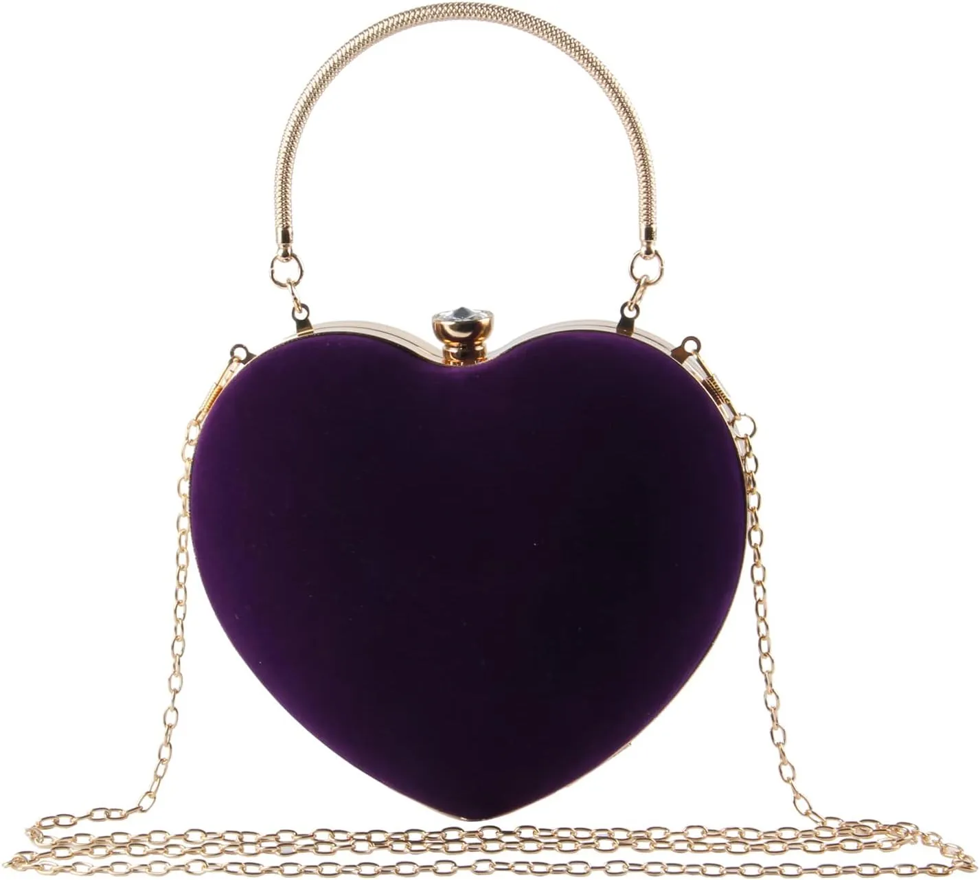 SUKUTU Womens Heart Shape Evening Bag Purse Velvet Party Tote Mini Handbag Clutch Chain Clear Shoulder Bag