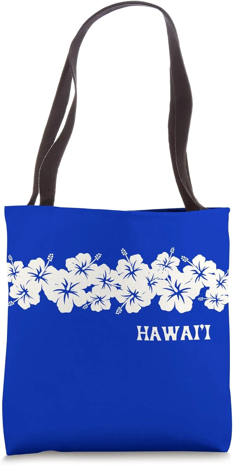 Surfer Style Vintage Floral Hibiscus Flower Row 1970s Hawaii Tote Bag