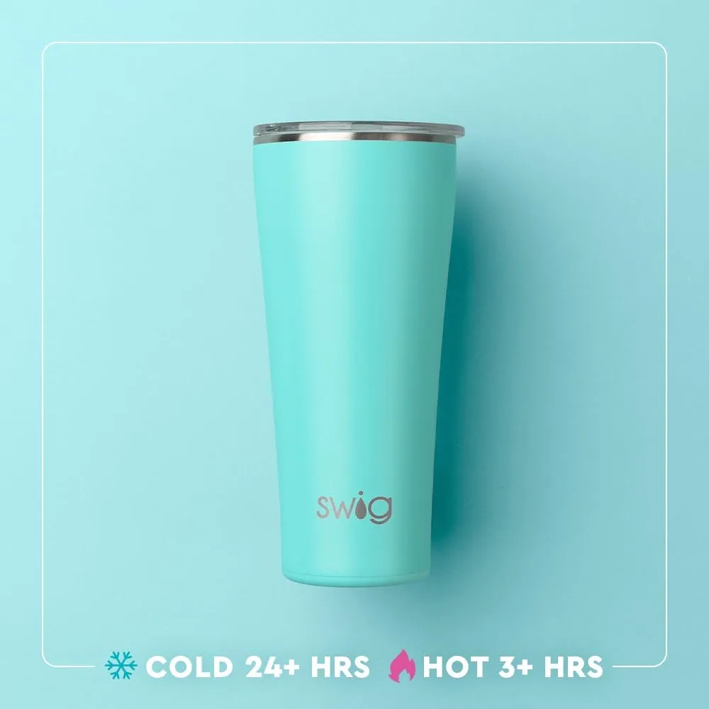 Swig Life 32oz Insulated Tumbler, Travel Coffee Tumbler with Lid, Cup Holder Friendly Travel Coffee Mug, Stainless Steel Thermos with Lid (Bella Rosa)