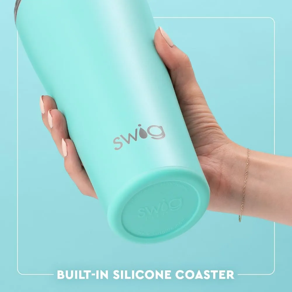 Swig Life 32oz Insulated Tumbler, Travel Coffee Tumbler with Lid, Cup Holder Friendly Travel Coffee Mug, Stainless Steel Thermos with Lid (Bella Rosa)