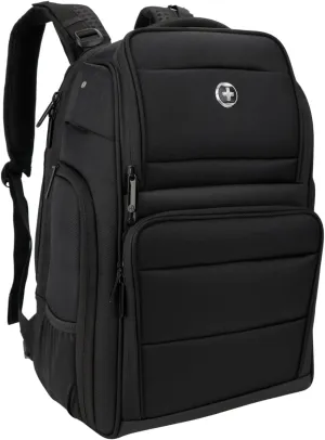 Swissdigital Design Massaging Business Backpack for Men with USB Charging Port,Large Capacity Water Repellent Work Computer Backpacks Fits 15.6 Inch Laptop, Black | SENSOR