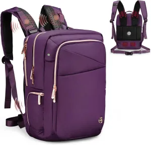 Swissdigital Design Massaging Laptop Backpack For Women, USB Charging Port Large Capacity Computer Backpacks For Work Business, Purple l KATY ROSE