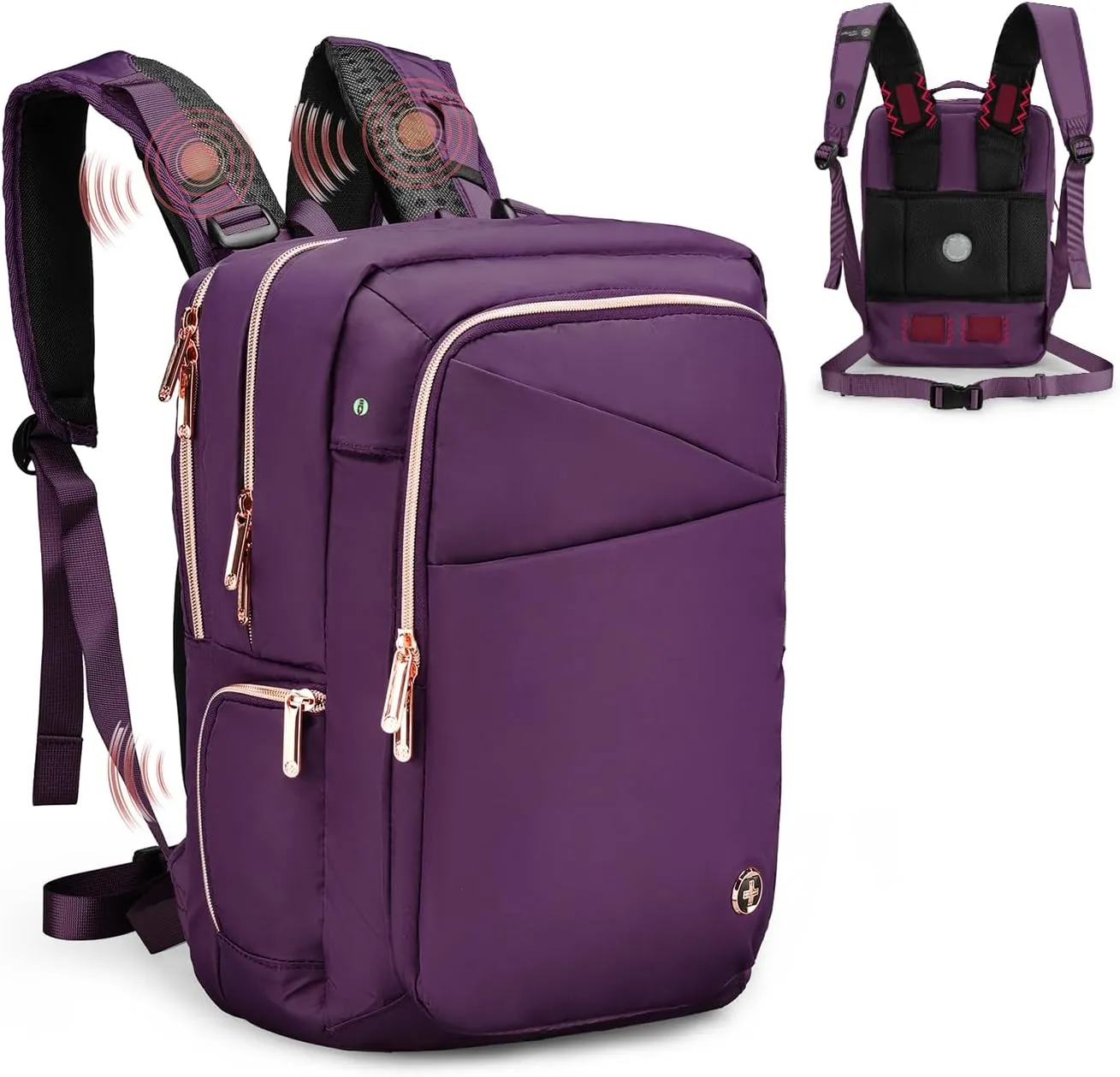 Swissdigital Design Massaging Laptop Backpack For Women, USB Charging Port Large Capacity Computer Backpacks For Work Business, Purple l KATY ROSE