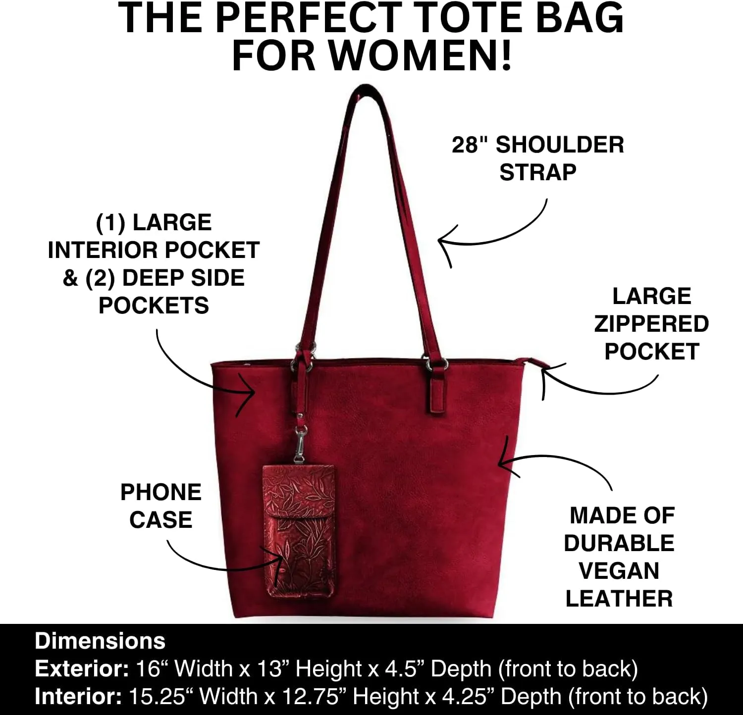 Tote Bag for Women & Phone Holder Combo - Touch Screen Women’s Crossbody Bag - Phone Bag (Techy Tote)